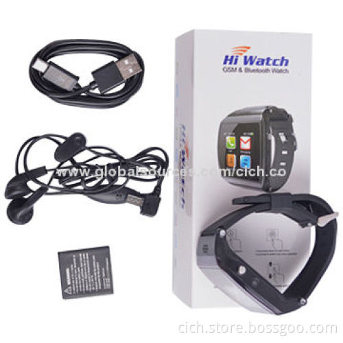 Smart Watch with Android 4.4/1.55-inch, BT 3.0, Built-in SIM Card, 2G GSM Call and BT Call/FM, GPSNew